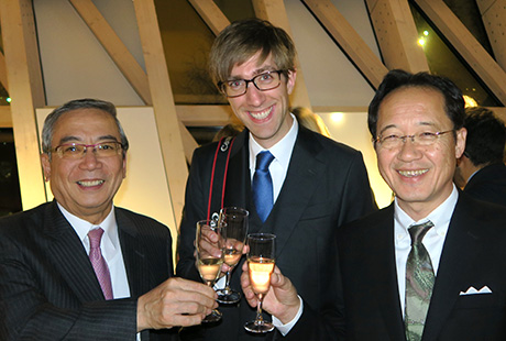 From left: Mishima, Asst. Prof. Alexander May, Director-General Masu of IIR