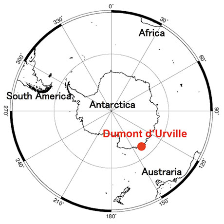 Location of Dumont d'Urville Station in Antarctica
