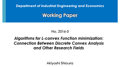 "Department of Industrial Engineering and Economics Working Paper 2016-5" is now available