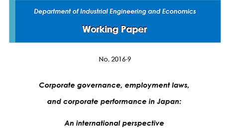 "Department of Industrial Engineering and Economics Working Paper 2016-9" is now available