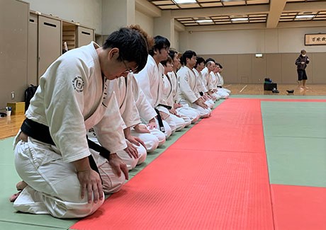 Practicing judo etiquette and learning some moves