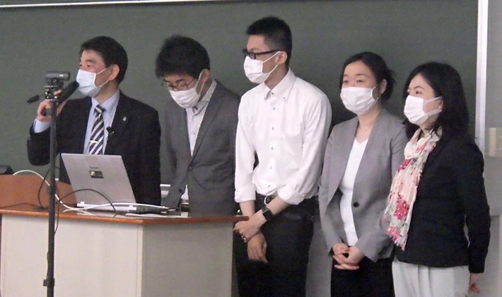 (from left) OFR Director Naoto Ohtake, Assoc. Prof. Shirane, Asst. Profs. Miki, Sato, and Toma