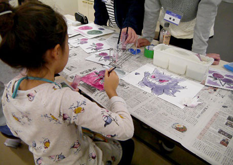 Tokyo Tech students presenting their creations