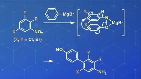 ニトロアレーンとグリニャール反応剤から多官能ビアリールを一段階合成
