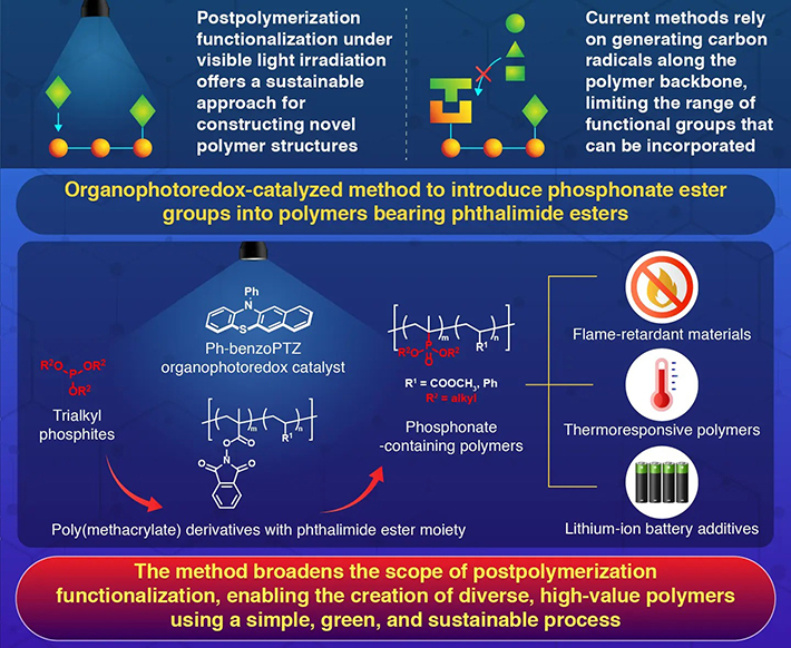 Organophotoredox-Catalyzed Postfunctionalization of Poly(methacrylate) Derivatives via Radical–Polar Crossover Phosphonylation></p>
        <p class=