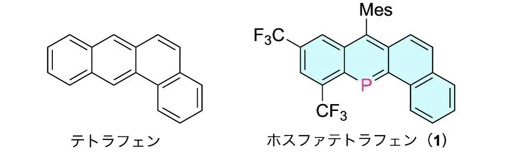 図2. テトラフェンとホスファテトラフェンの構造