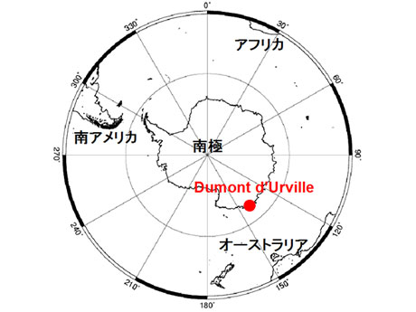 南極Dumont d'Urville基地の位置