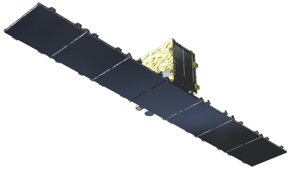 アンテナパネルを開いた衛星 画像提供：科学技術振興機構