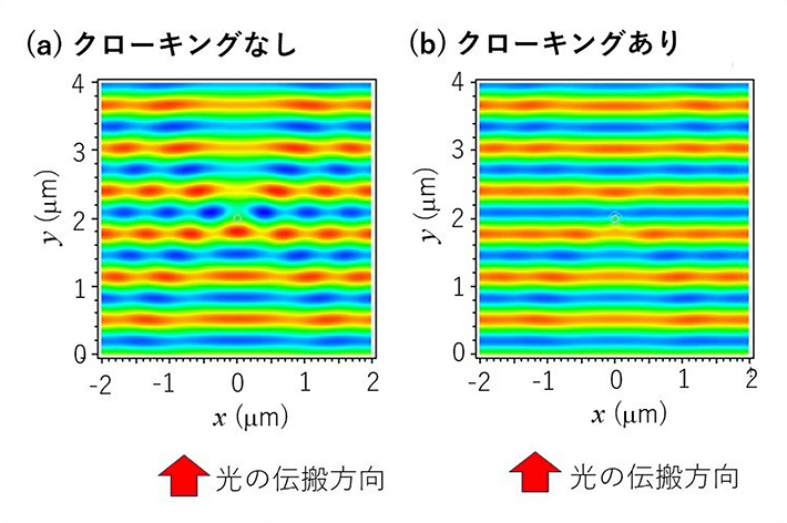 図1. 銀線に光を照射した際の電磁界解析の結果を示す。