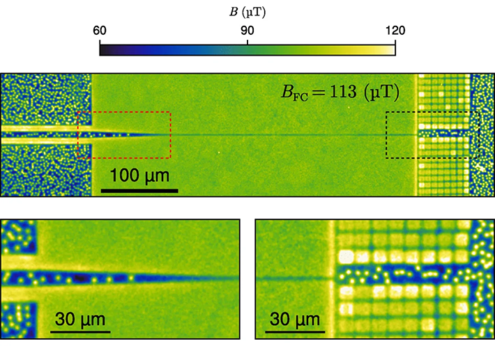 図3. 量子ダイヤモンド顕微鏡（QDM）で観察したネック周辺の磁場分布