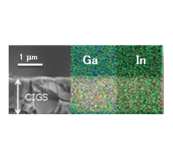 CIGS薄膜の断面電子顕微鏡像とEDSによる組成分布解析