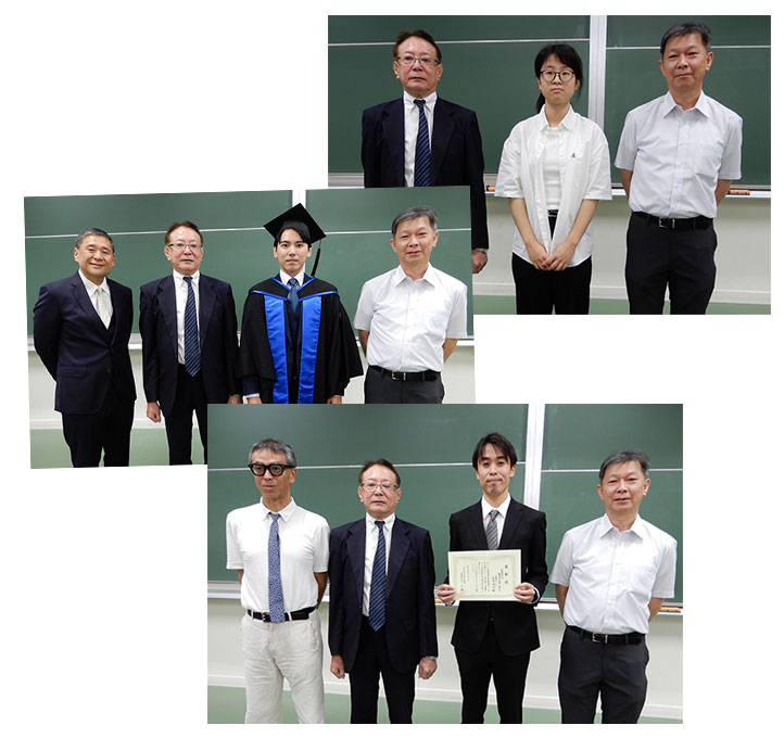 楽水会代表と情報通信系優秀学生賞（修士）受賞者との集合写真