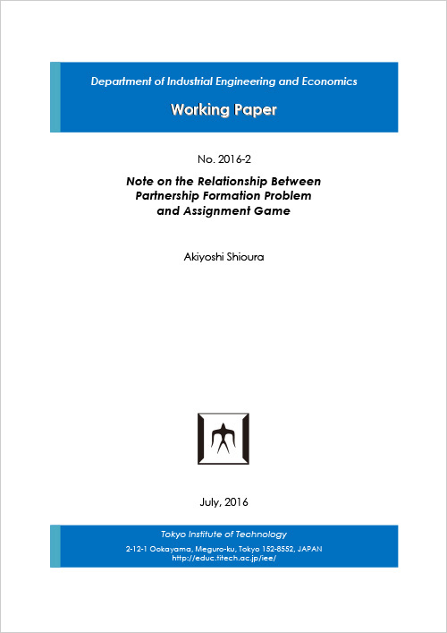 Department of Industrial Engineering and Economics Working Paper 2016-2
