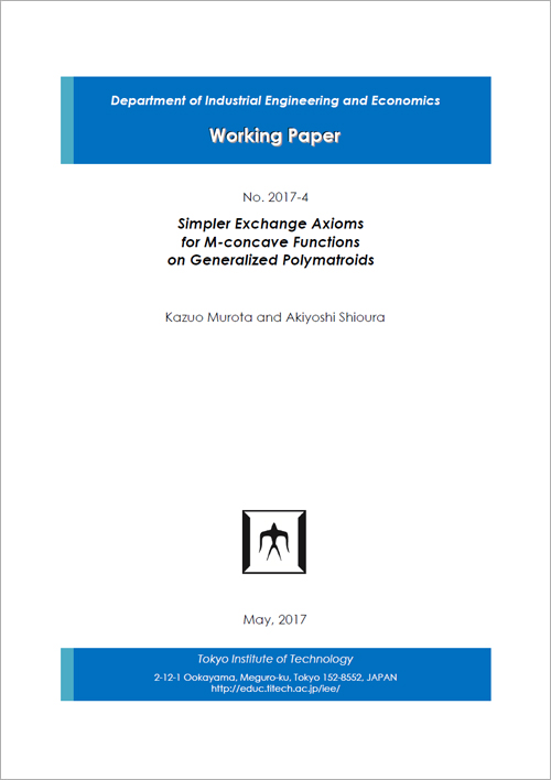 Department of Industrial Engineering and Economics Working Paper 2017-4