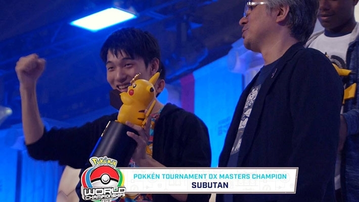 Hiroki "SUBUTAN" Ishida (left) celebrating win. Photo courtesy of 2019 Pokémon World Championships