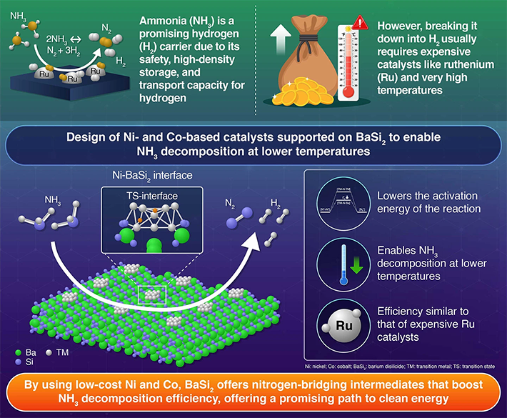 Ammonia Decomposition Promoted by the Formation of Ternary Transition Metal Nitride Intermediates: Ni (Co)-Loaded BaSi2