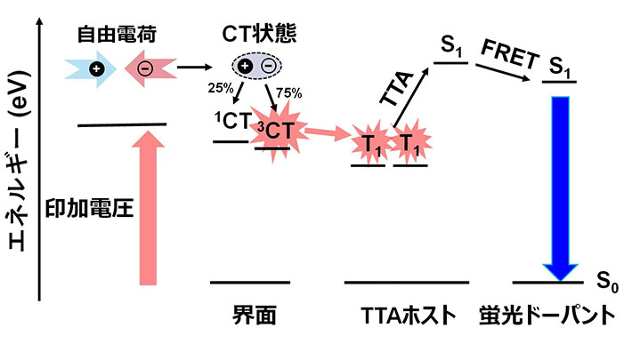 図2.UC-OLEDの発光メカニズムの模式図