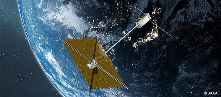 図2. 東京工業大学が中心となって開発され2019年1月に宇宙へ打ち上げられた超小型衛星OrigamiSat-1イメージ図