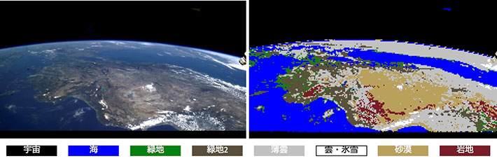 ISSからの地球画像をを用いた植生・土地利用識別の例