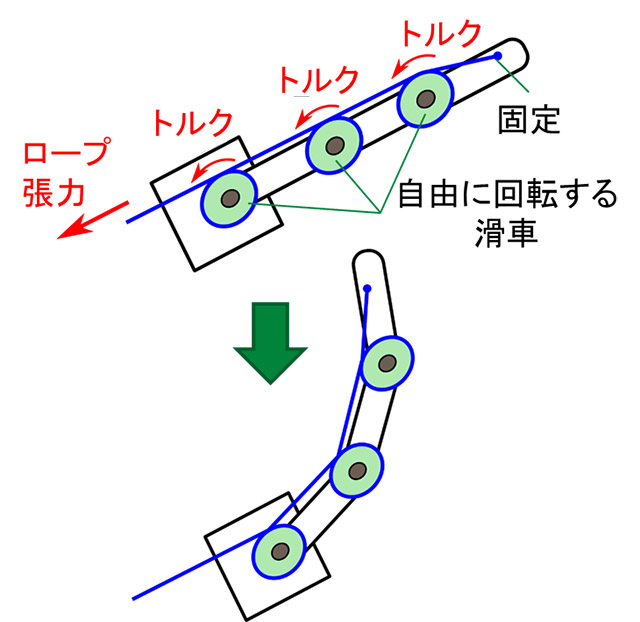図4. ロープによる干渉駆動の原理