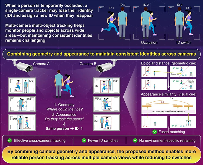 Multi-Camera Multi-Object Tracking Based on Epipolar Distance and Appearance Similarity